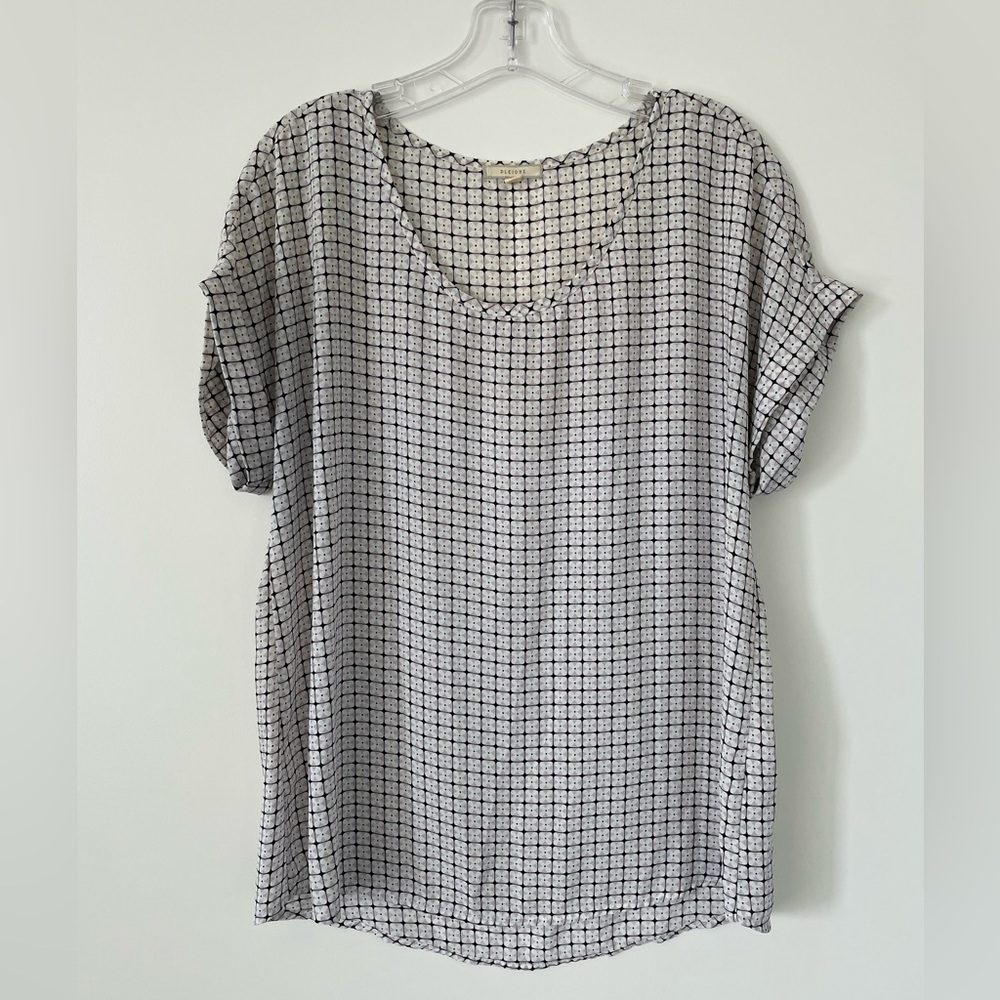 Pleione Checkered Print Pattern Blouse - Office Workwear Top - Size M